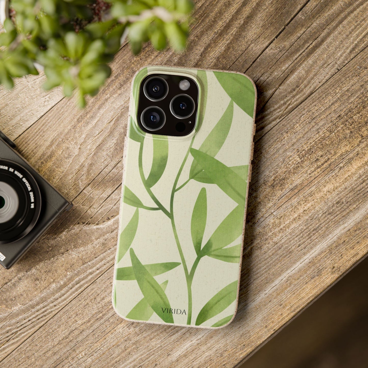 Biodegradable phone case - Green Leaves